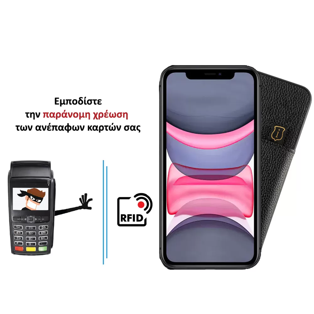 IDOL 1991 ANTI-RFID LEATHER SMART WALLET ΘΗΚΗ IPHONE 11 PRO 6.1in CAMERA GUARD BLACK - Image 4