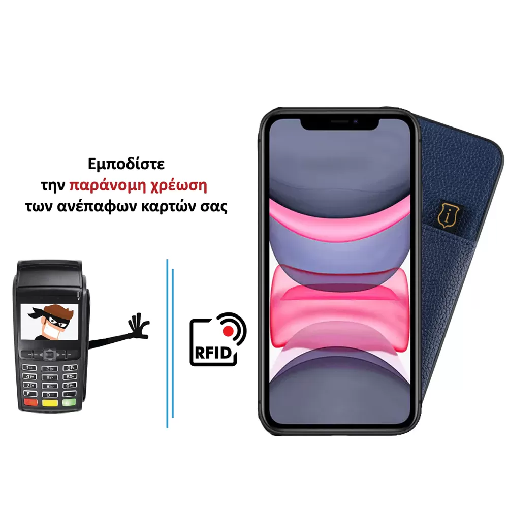 IDOL 1991 ANTI-RFID LEATHER SMART WALLET ΘΗΚΗ IPHONE 11 PRO 6.1in CAMERA GUARD BLUE - Image 4