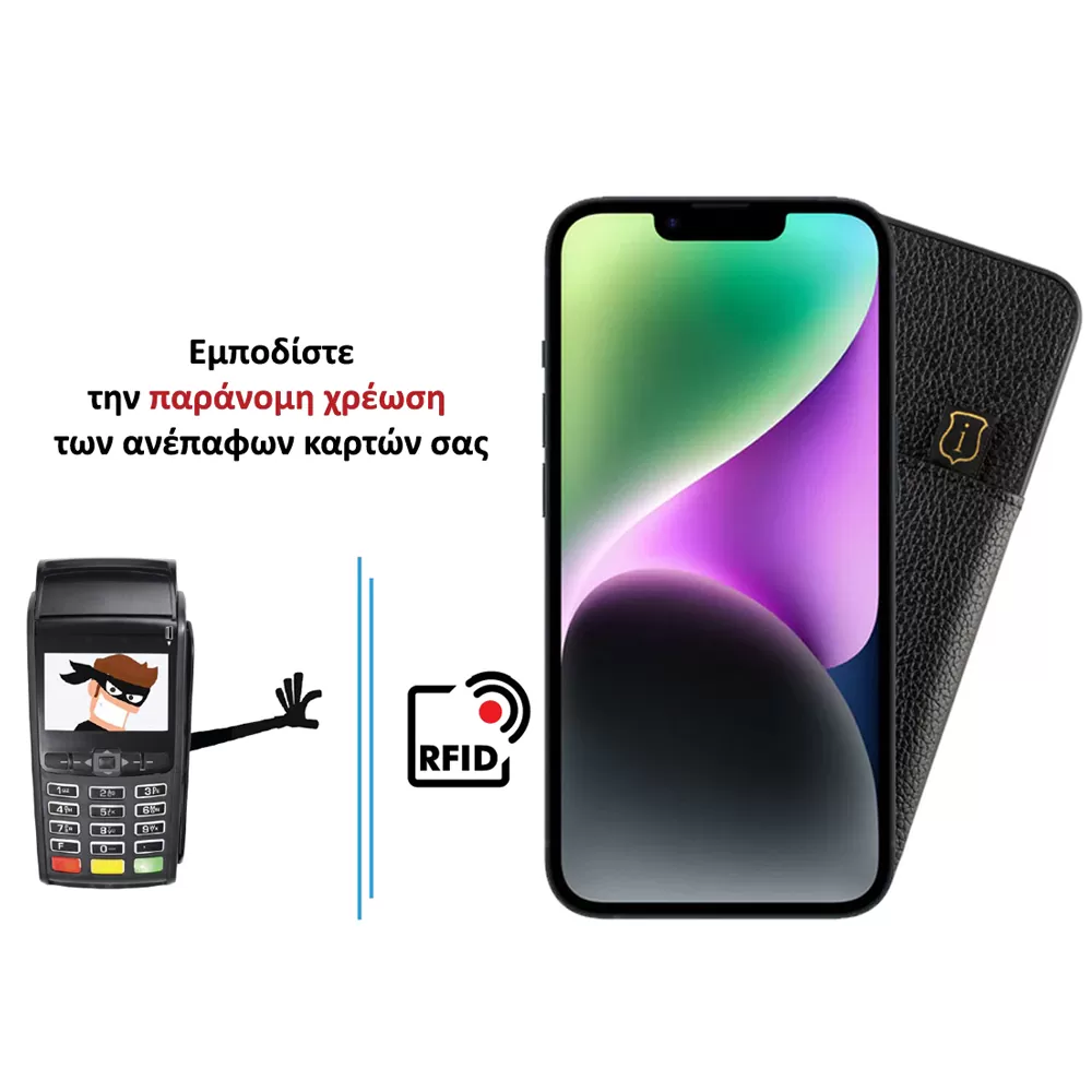 IDOL 1991 ΘΗΚΗ IPHONE 14 PRO 6.1" ANTI-RFID LEATHER SMART WALLET CAMERA GUARD BLACK - Image 4
