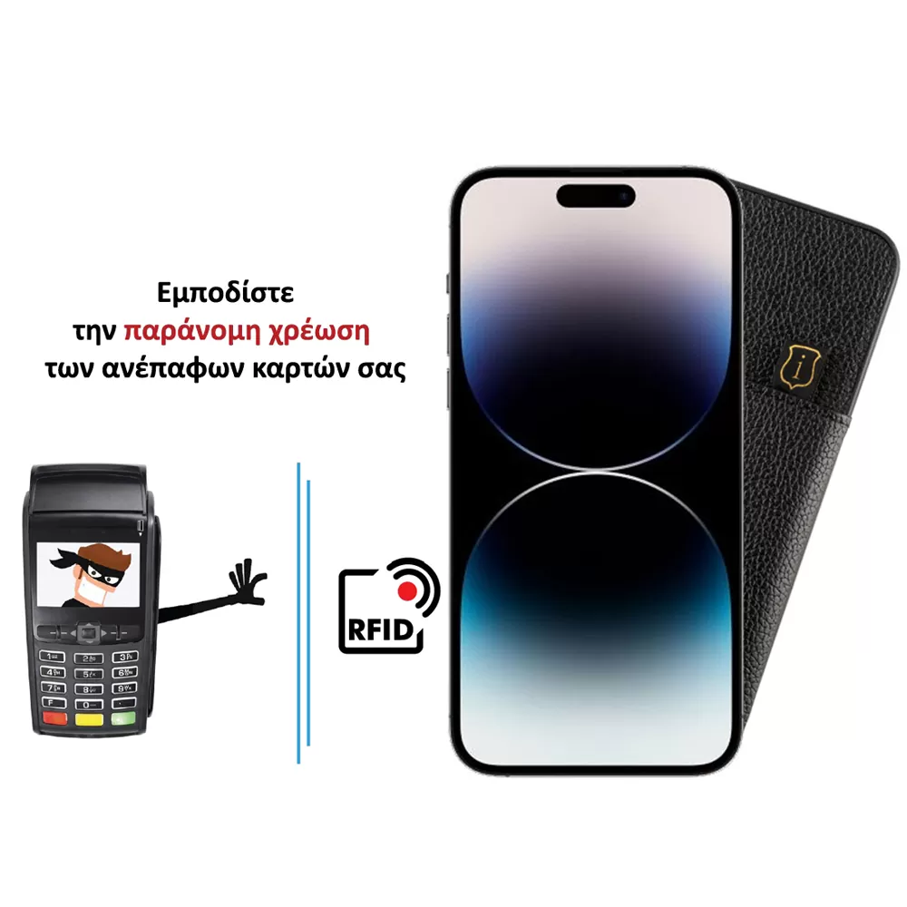 IDOL 1991 ΘΗΚΗ IPHONE 14 PRO MAX 6.7" ANTI-RFID LEATHER SMART WALLET CAMERA GUARD BLACK - Image 4