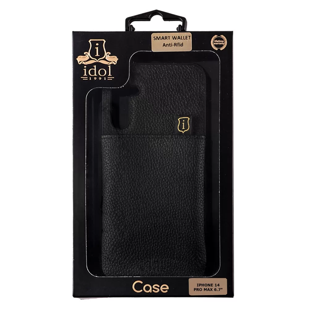 IDOL 1991 ΘΗΚΗ IPHONE 14 PRO MAX 6.7" ANTI-RFID LEATHER SMART WALLET CAMERA GUARD BLACK - Image 2