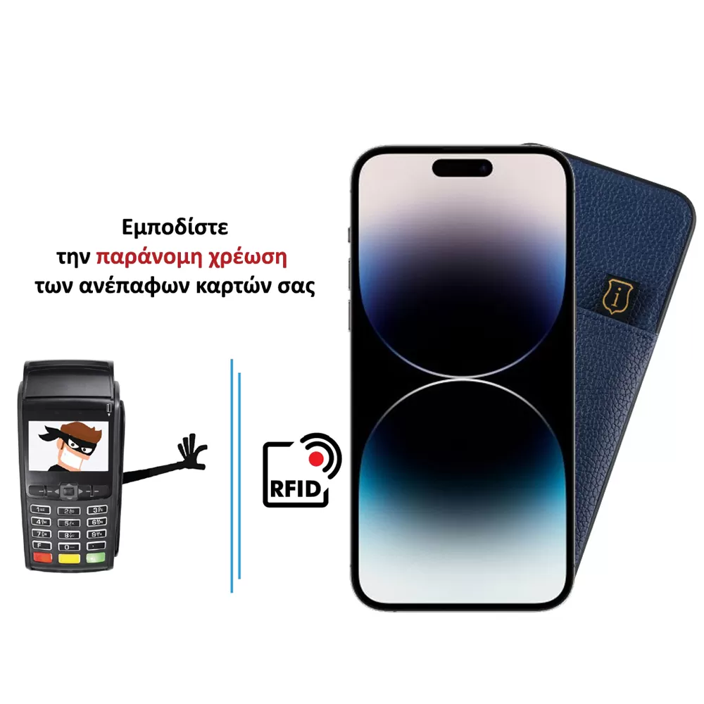 IDOL 1991 ΘΗΚΗ IPHONE 14 PRO MAX 6.7" ANTI-RFID LEATHER SMART WALLET CAMERA GUARD BLUE - Image 4