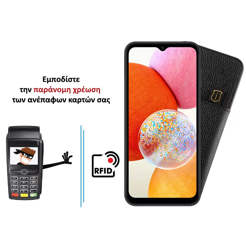 IDOL 1991 ANTI-RFID LEATHER SMART WALLET ΘΗΚΗ SAMSUNG A14 4G A145/A14 5G A146 6.6in CAMERA GUARD BLACK - Image 4
