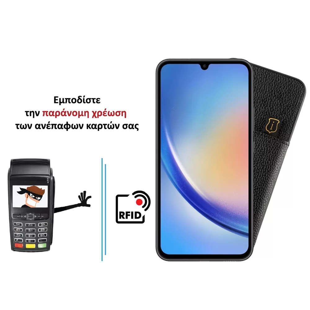 IDOL 1991 ANTI-RFID LEATHER SMART WALLET ΘΗΚΗ SAMSUNG A34 5G A346 6.6in CAMERA GUARD BLACK - Image 4