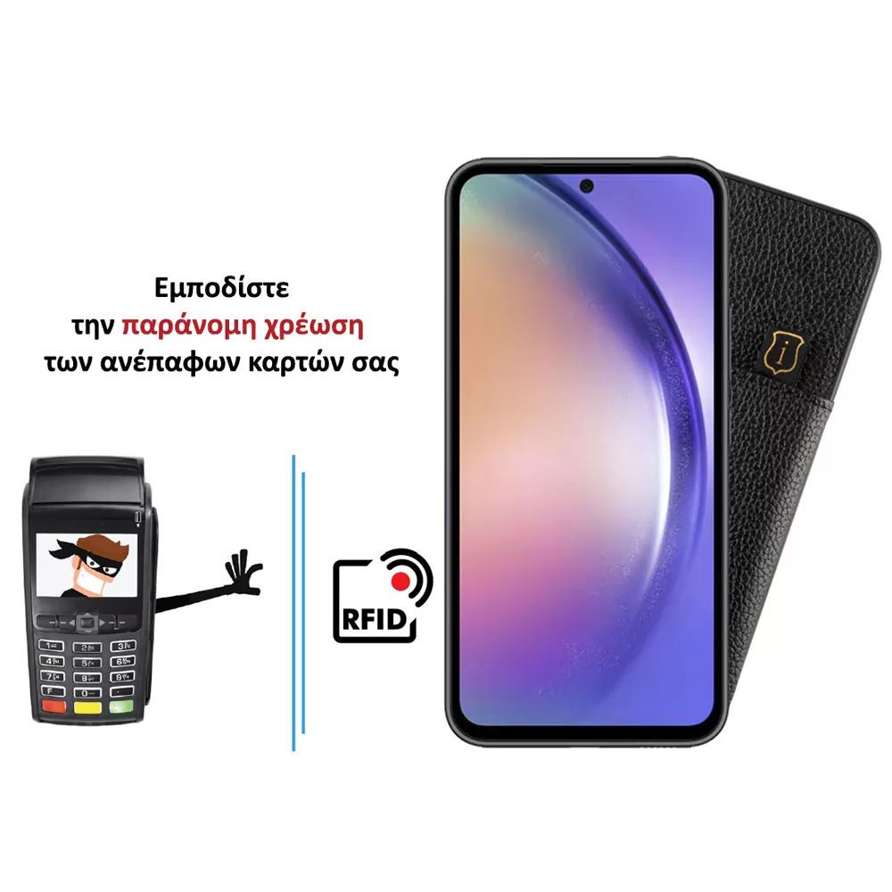 IDOL 1991 ANTI-RFID LEATHER SMART WALLET ΘΗΚΗ SAMSUNG A54 5G A546 6.4in CAMERA GUARD BLACK - Image 4