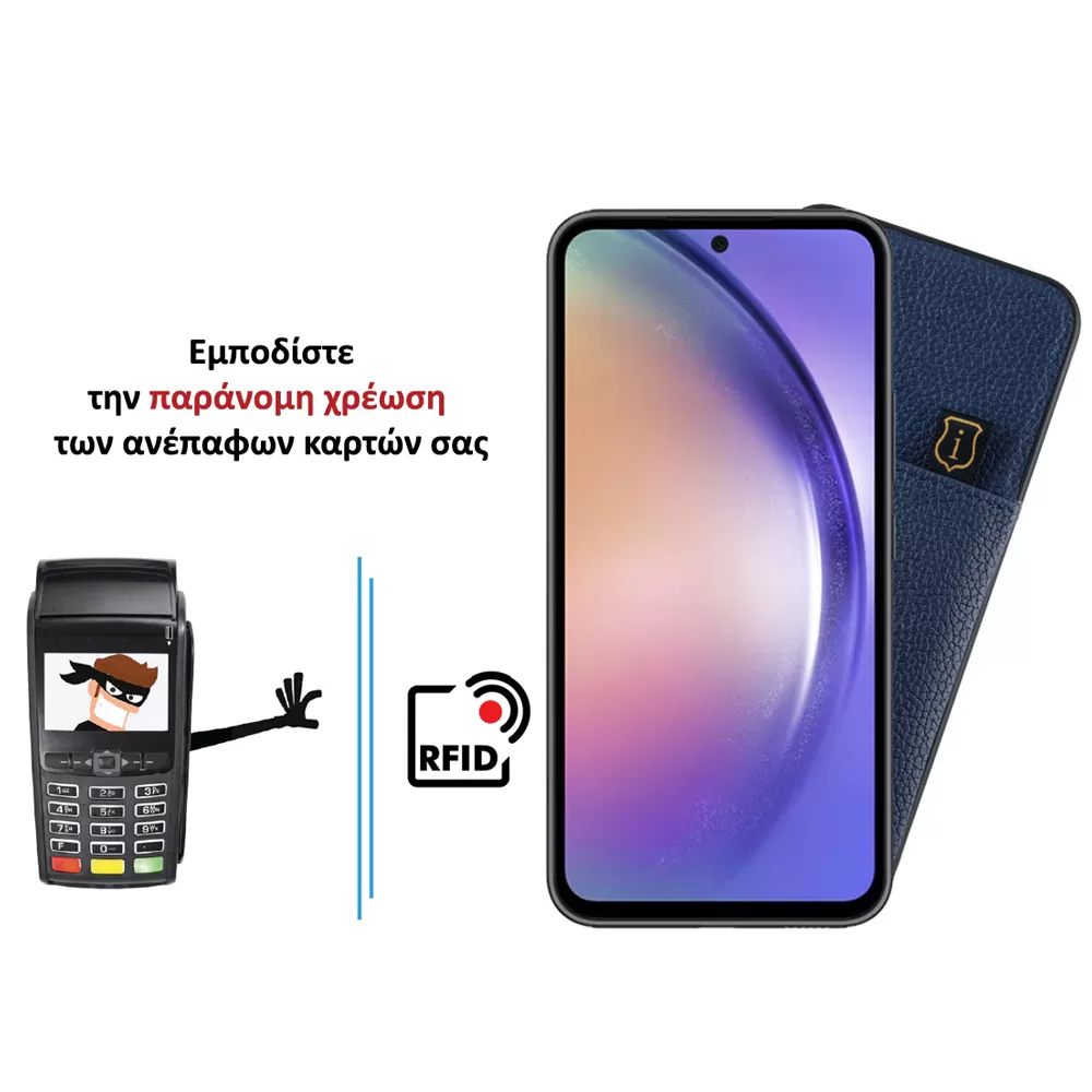 IDOL 1991 ANTI-RFID LEATHER SMART WALLET ΘΗΚΗ SAMSUNG A54 5G A546 6.4in CAMERA GUARD BLUE - Image 4