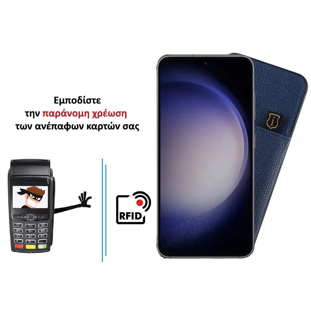 IDOL 1991 ANTI-RFID LEATHER SMART WALLET ΘΗΚΗ SAMSUNG S23 PLUS 5G S916 6.6in CAMERA GUARD BLUE - Image 4