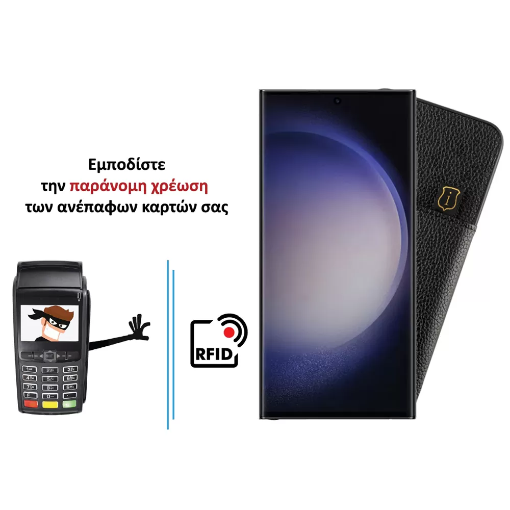 IDOL 1991 ANTI-RFID LEATHER SMART WALLET ΘΗΚΗ SAMSUNG S23 ULTRA 5G S918 6.8in CAMERA GUARD BLACK - Image 4