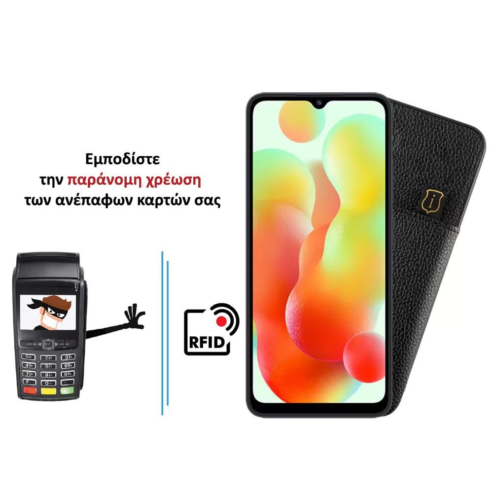 IDOL 1991 ANTI-RFID LEATHER SMART WALLET ΘΗΚΗ XIAOMI REDMI 12C 6.71in FULL CAMERA PROTECTION BLACK - Image 4