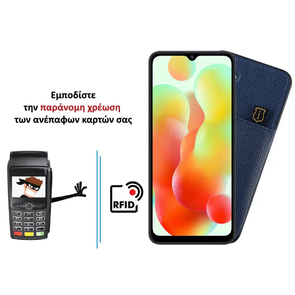 IDOL 1991 ANTI-RFID LEATHER SMART WALLET ΘΗΚΗ XIAOMI REDMI 12C 6.71in FULL CAMERA PROTECTION BLUE - Image 4
