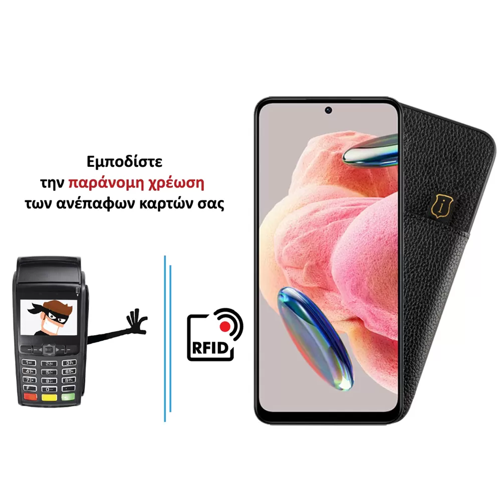 IDOL 1991 ANTI-RFID LEATHER SMART WALLET ΘΗΚΗ XIAOMI REDMI NOTE 12 4G 6.67in FULL CAMERA PROTECTION BLACK - Image 4
