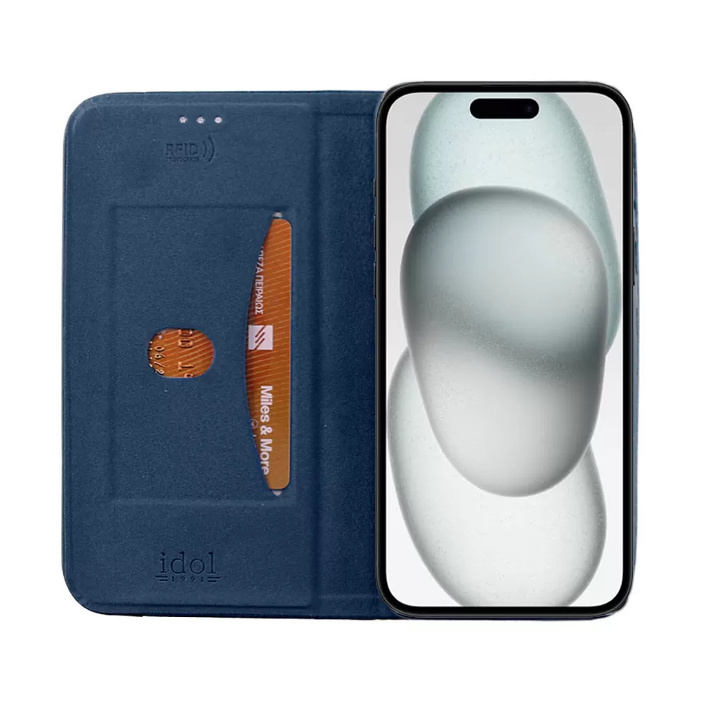 IDOL 1991 ELITE ΘΗΚΗ IPHONE 15 PLUS 6.7in  ANTI-RFID BOOK STAND BLUE - Image 7