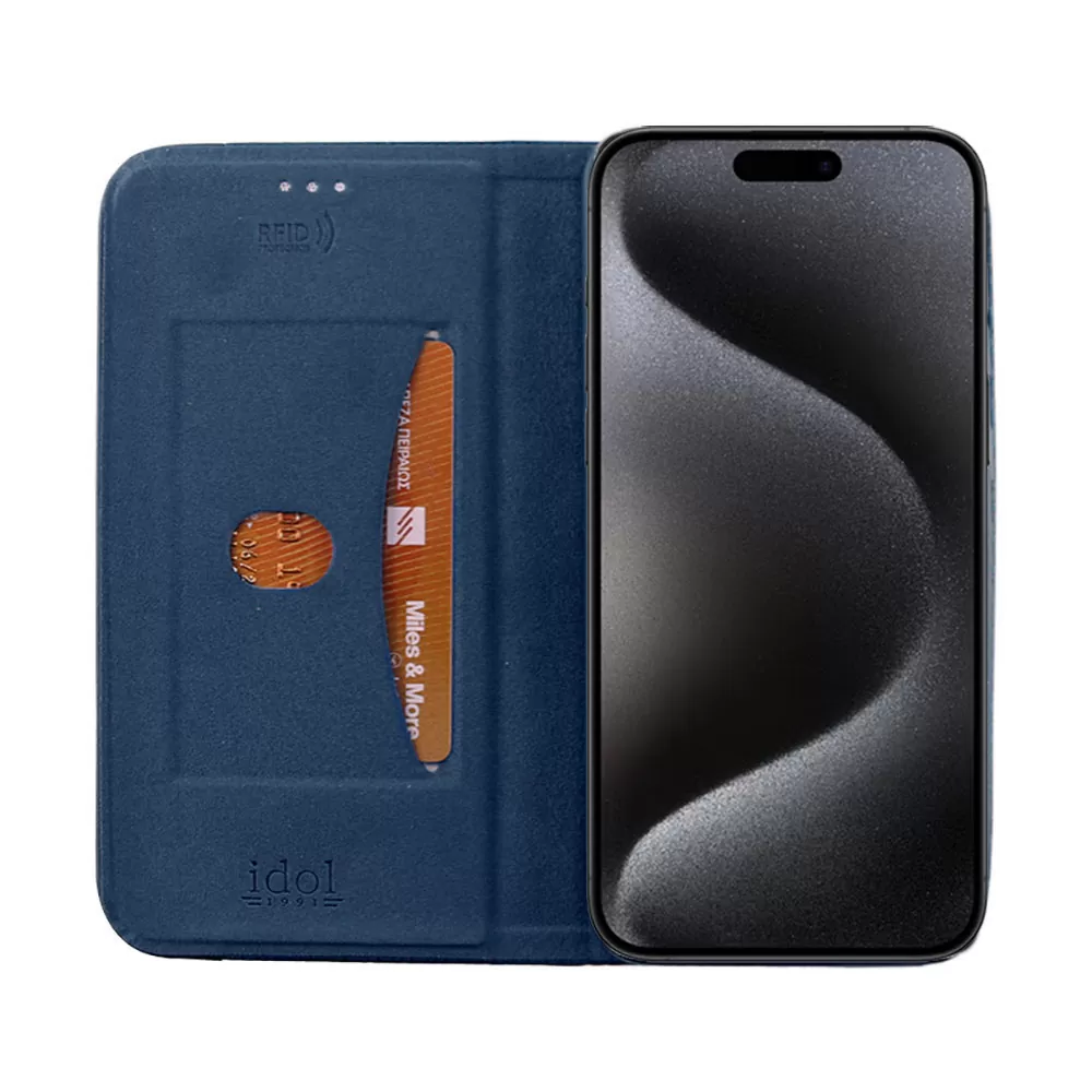 IDOL 1991 ELITE ΘΗΚΗ IPHONE 15 PRO 6.1in  ANTI-RFID BOOK STAND BLUE - Image 7