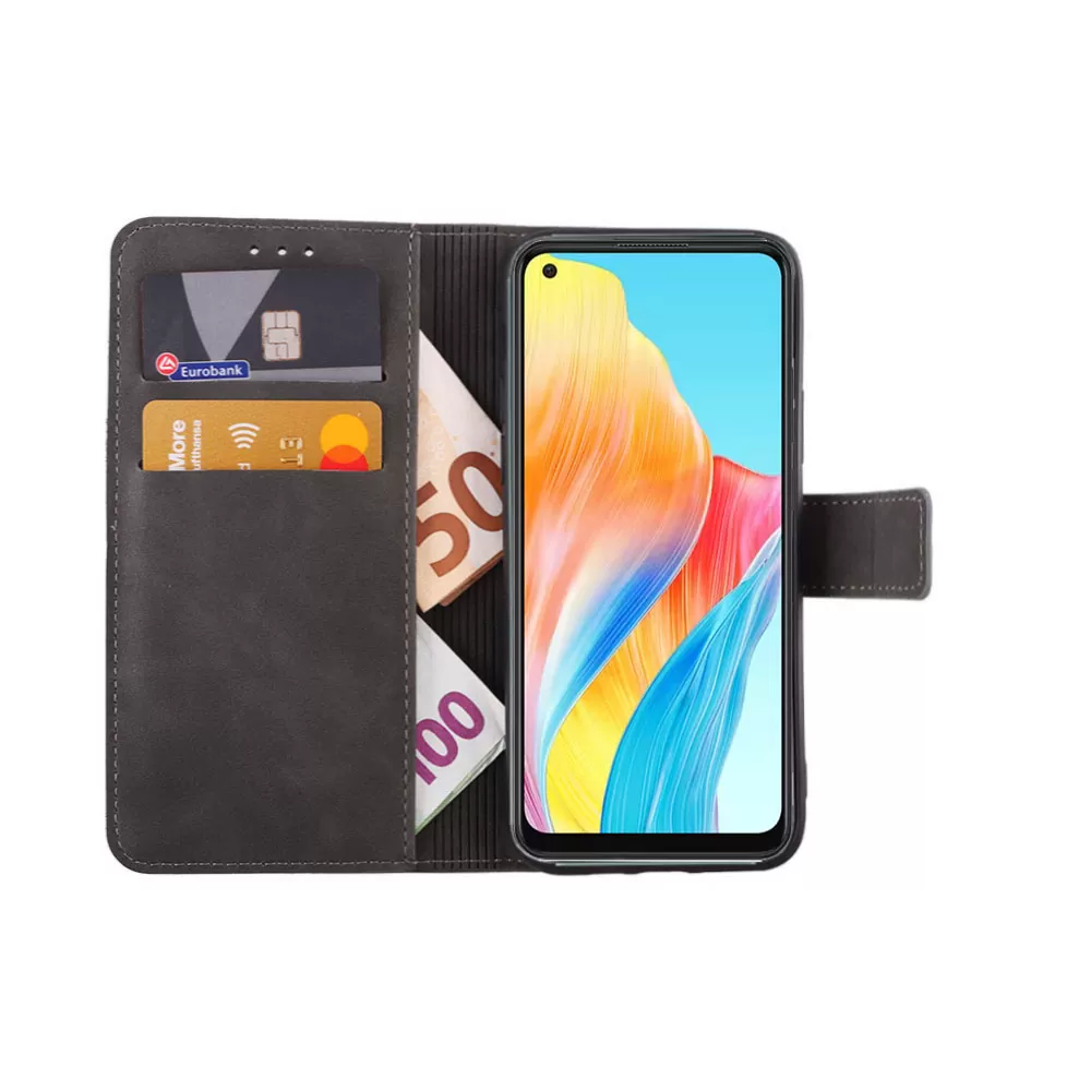 LIME ESSENTIAL ΘΗΚΗ OPPO A78 4G 6.43in  MAGNET BOOK STAND CLIP GREY - Image 5