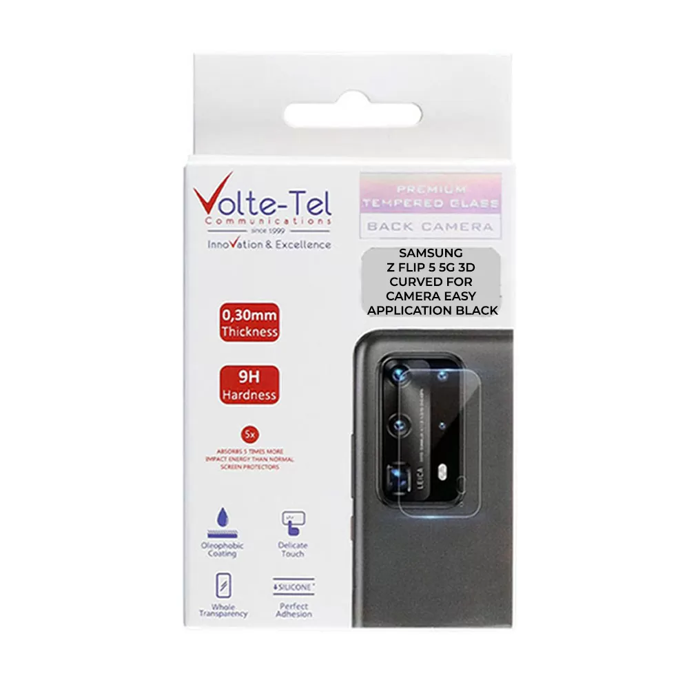 VOLTE-TEL CAMERA GLASS COVER SAMSUNG Z FLIP 5 5G F731 6.7in 9H 0.30MM EASY APPLICATION BLACK - Image 2
