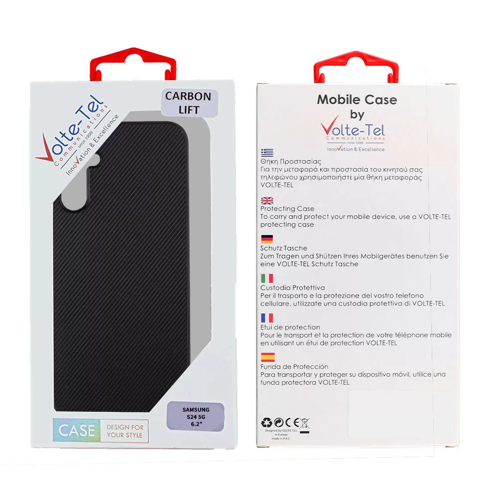 VOLTE-TEL CARBON LIFT ΘΗΚΗ SAMSUNG S24 5G S921 6.2in  CAMERA GUARD BLACK - Image 2