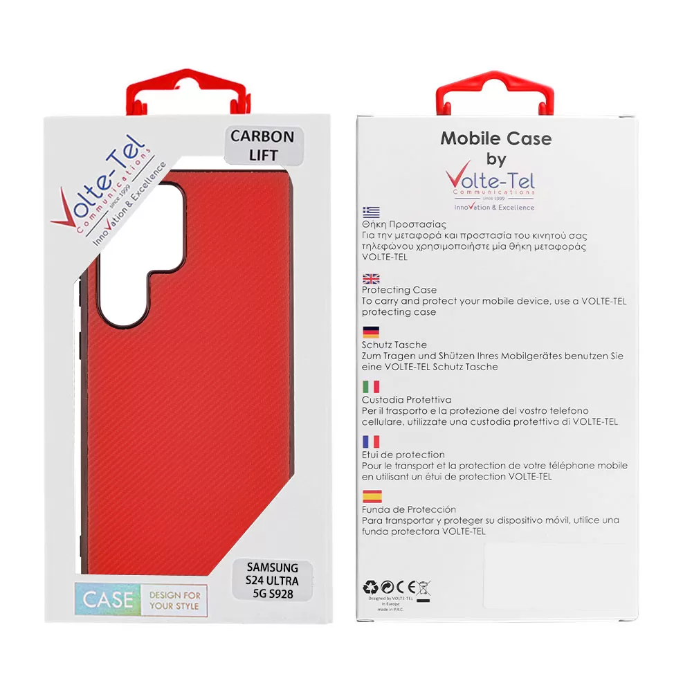 VOLTE-TEL CARBON LIFT ΘΗΚΗ SAMSUNG S24 ULTRA 5G S928 6.8in  CAMERA GUARD RED - Image 2