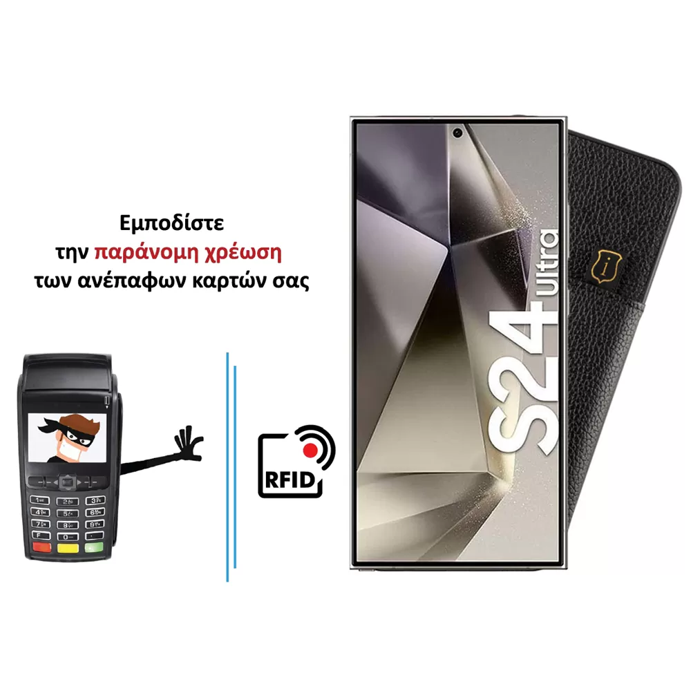 IDOL 1991 ANTI-RFID LEATHER SMART WALLET ΘΗΚΗ SAMSUNG S24 ULTRA 5G S928 6.8in CAMERA GUARD BLACK - Image 4