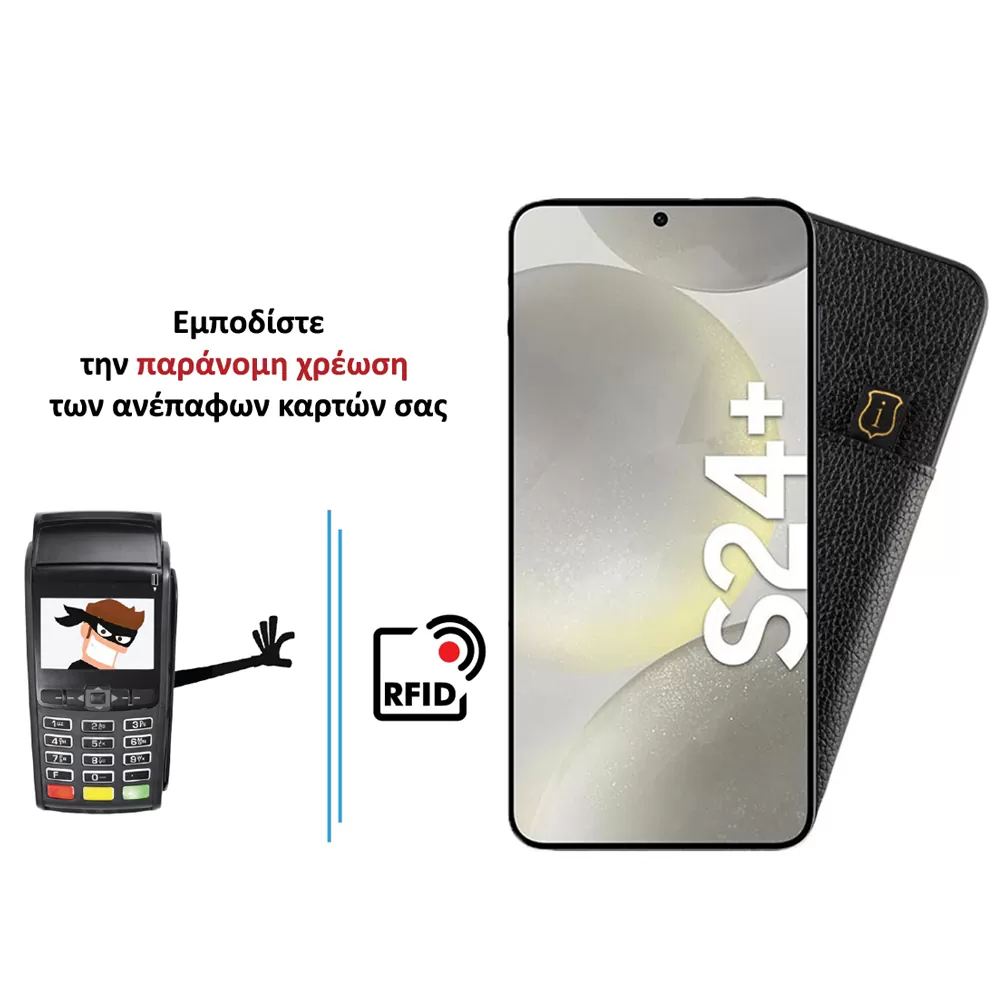 IDOL 1991 ANTI-RFID LEATHER SMART WALLET ΘΗΚΗ SAMSUNG S24 PLUS 5G S926 6.7in CAMERA GUARD BLACK - Image 4