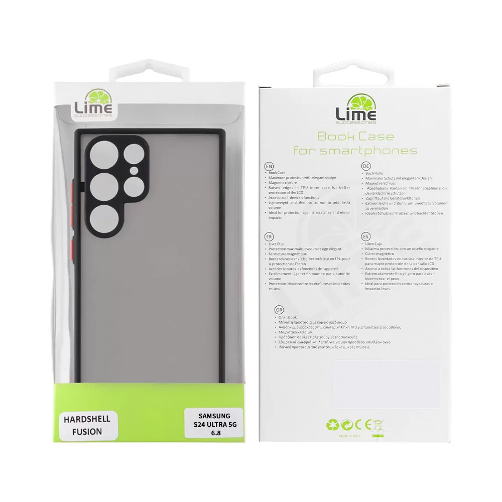 LIME HARDSHELL FUSION ΘΗΚΗ SAMSUNG S24 ULTRA 5G S928 6.8in  FULL CAMERA PROTECTION BLACK WITH RED KEYS - Image 2