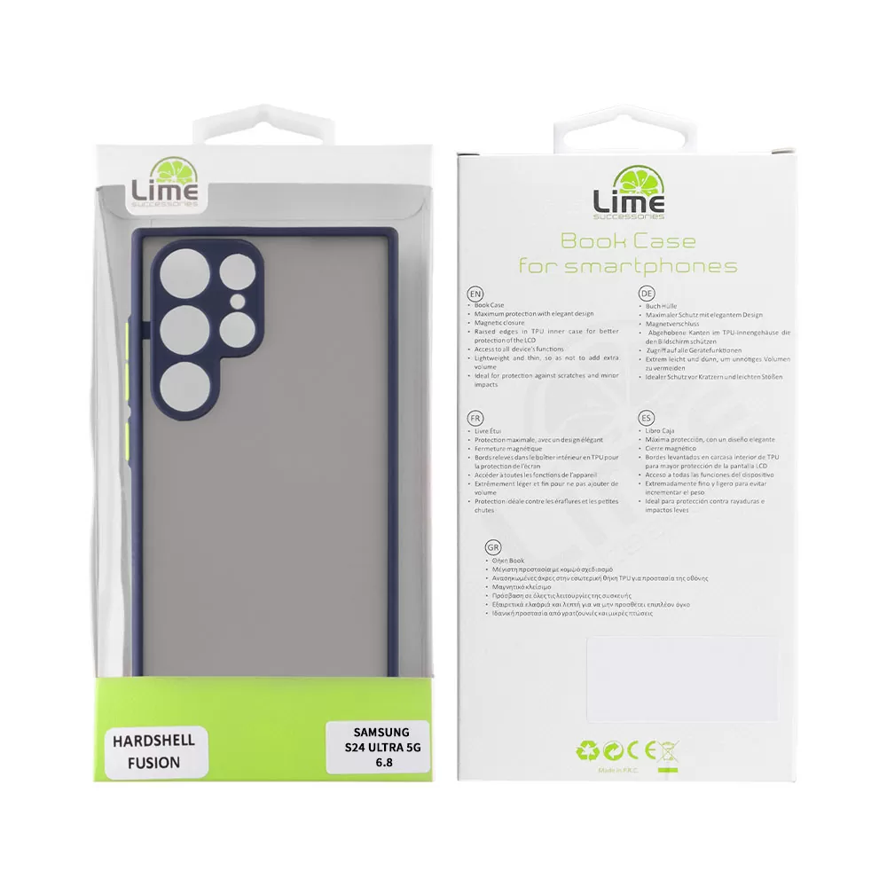 LIME HARDSHELL FUSION ΘΗΚΗ SAMSUNG S24 ULTRA 5G S928 6.8in  FULL CAMERA PROTECTION BLUE WITH YELLOW KEYS - Image 2