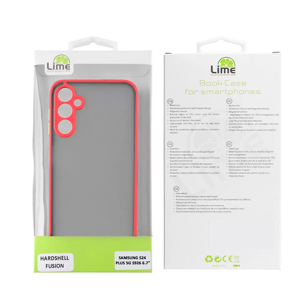 LIME HARDSHELL FUSION ΘΗΚΗ SAMSUNG S24 PLUS 5G S926 6.7in  FULL CAMERA PROTECTION RED WITH BLACK KEYS - Image 2