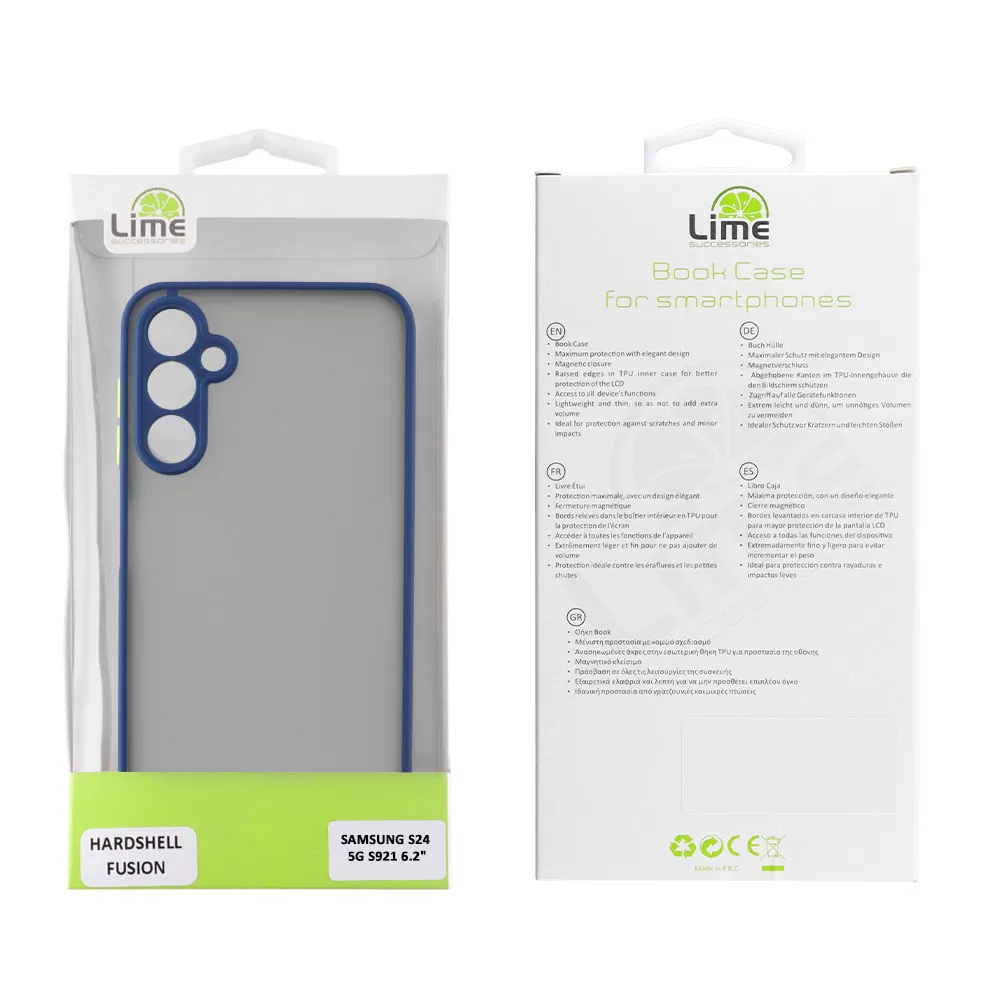 LIME HARDSHELL FUSION ΘΗΚΗ SAMSUNG S24 5G S921 6.2in  FULL CAMERA PROTECTION BLUE WITH YELLOW KEYS - Image 2