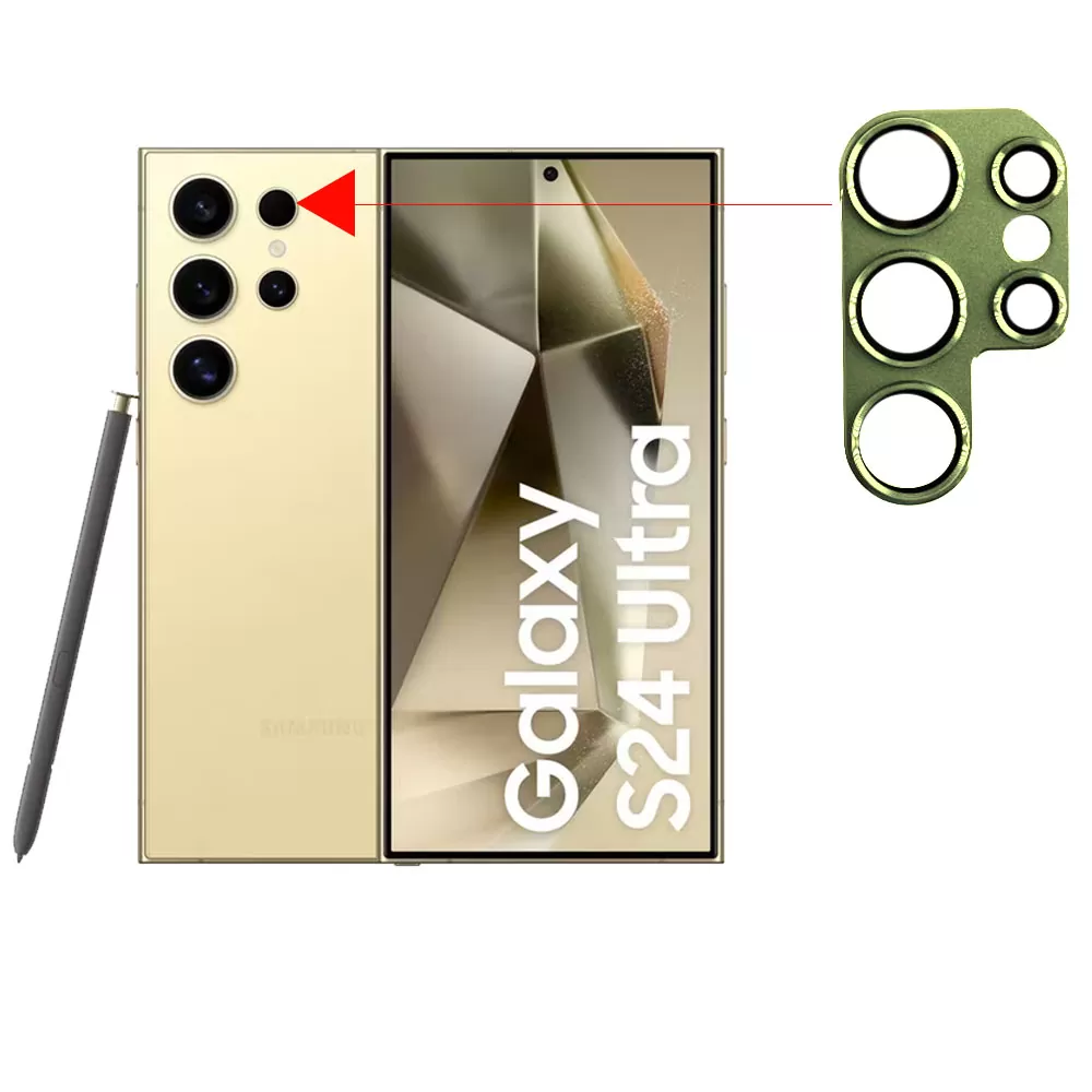 VOLTE-TEL CAMERA GLASS COVER SAMSUNG S24 ULTRA 5G S928 6.8in 9H 0.30MM 3D ALUMINIUM-ELECTROPLATING FRAME YELLOW - Image 6