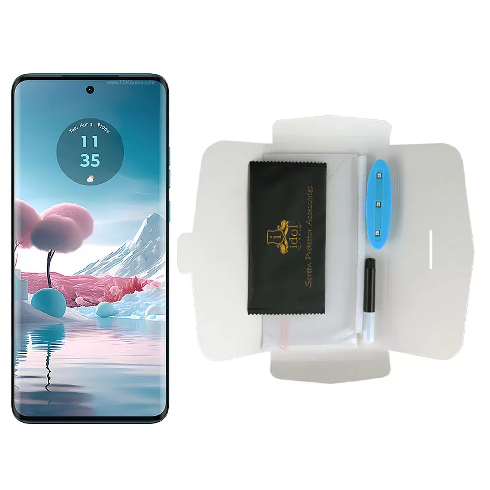 IDOL 1991 UV TEMPERED GLASS MOTOROLA EDGE 40 NEO 5G 6.55in 9H 0.20mm 10D SEMI WITH GLUE-TOOL FINGER UNLOCK FULL COVER TRANSPAREN - Image 5