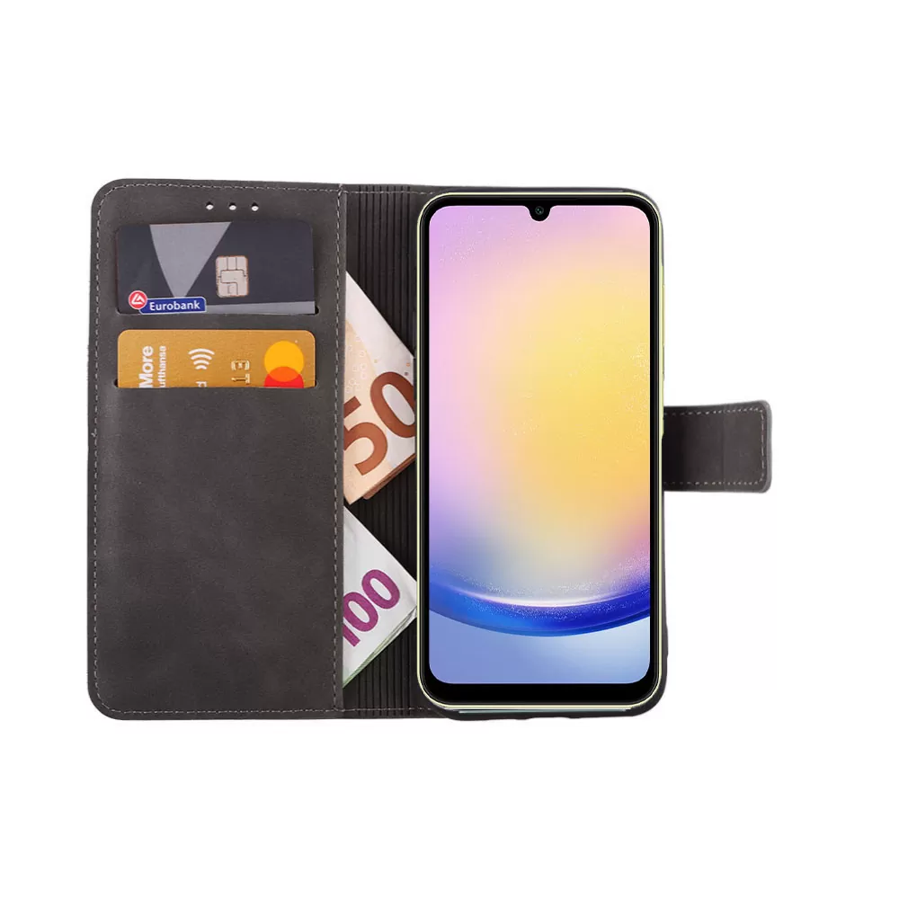 LIME ESSENTIAL ΘΗΚΗ SAMSUNG A25 5G A256 6.5in  MAGNET BOOK STAND CLIP GREY - Image 5