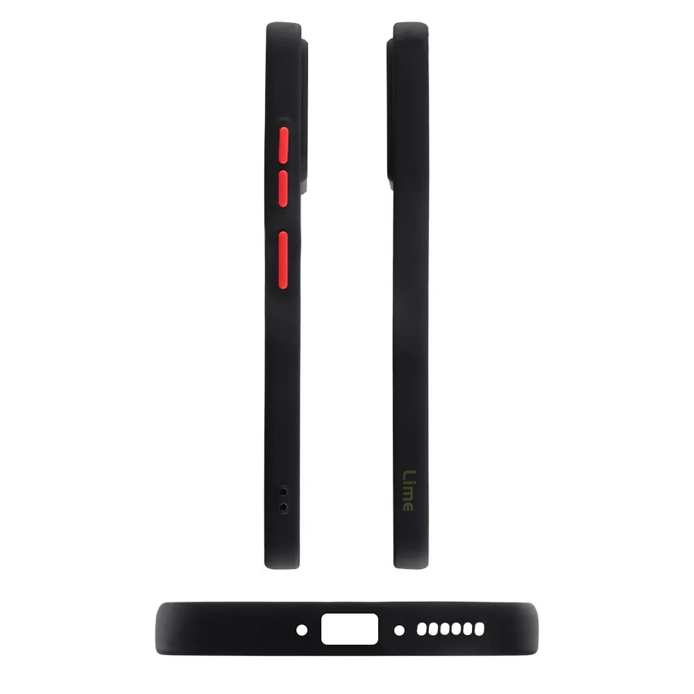 LIME HARDSHELL FUSION ΘΗΚΗ XIAOMI REDMI 13C 4G 6.74in  FULL CAMERA PROTECTION BLACK WITH RED KEYS - Image 5