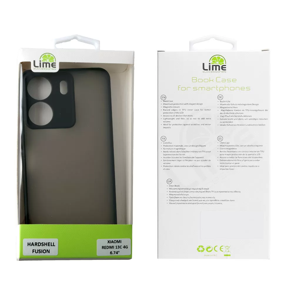LIME HARDSHELL FUSION ΘΗΚΗ XIAOMI REDMI 13C 4G 6.74in  FULL CAMERA PROTECTION BLACK WITH RED KEYS - Image 2