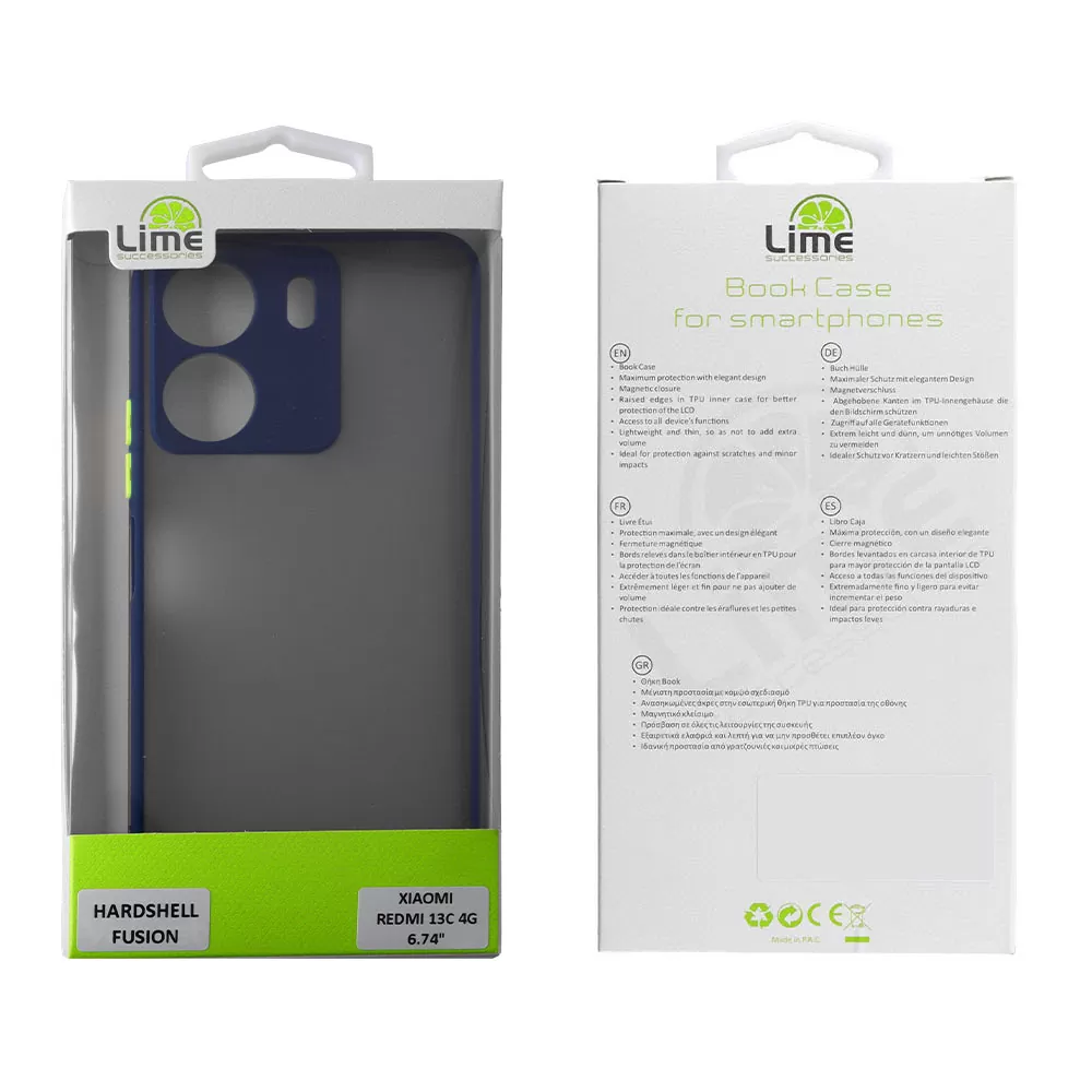 LIME HARDSHELL FUSION ΘΗΚΗ XIAOMI REDMI 13C 4G 6.74in  FULL CAMERA PROTECTION BLUE WITH YELLOW KEYS - Image 2