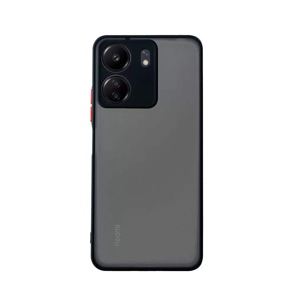 LIME HARDSHELL FUSION ΘΗΚΗ XIAOMI REDMI 13C 5G 6.74in  FULL CAMERA PROTECTION BLACK WITH RED KEYS - Image 6