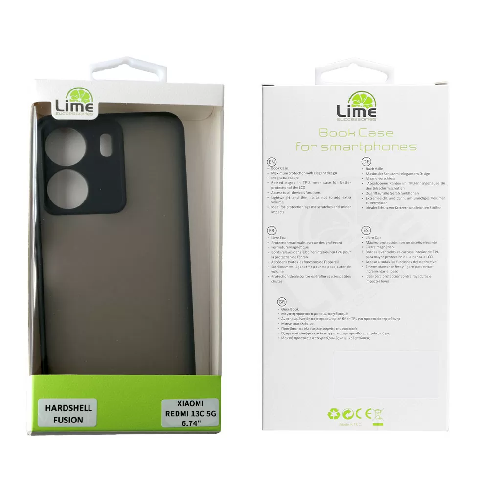 LIME HARDSHELL FUSION ΘΗΚΗ XIAOMI REDMI 13C 5G 6.74in  FULL CAMERA PROTECTION BLACK WITH RED KEYS - Image 2