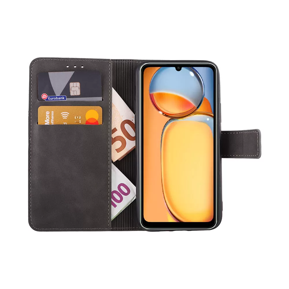 LIME ESSENTIAL ΘΗΚΗ XIAOMI POCO C65/ POCO M6 5G 6.74in  MAGNET BOOK STAND CLIP GREY - Image 5