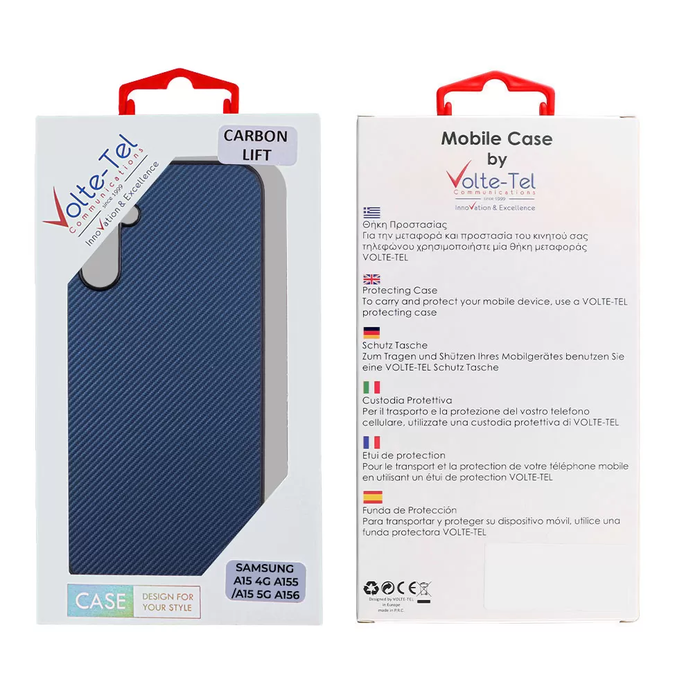 VOLTE-TEL CARBON LIFT ΘΗΚΗ SAMSUNG A15 4G A155/A15 5G A156 6.4in  CAMERA GUARD PROTECTION BLUE - Image 2