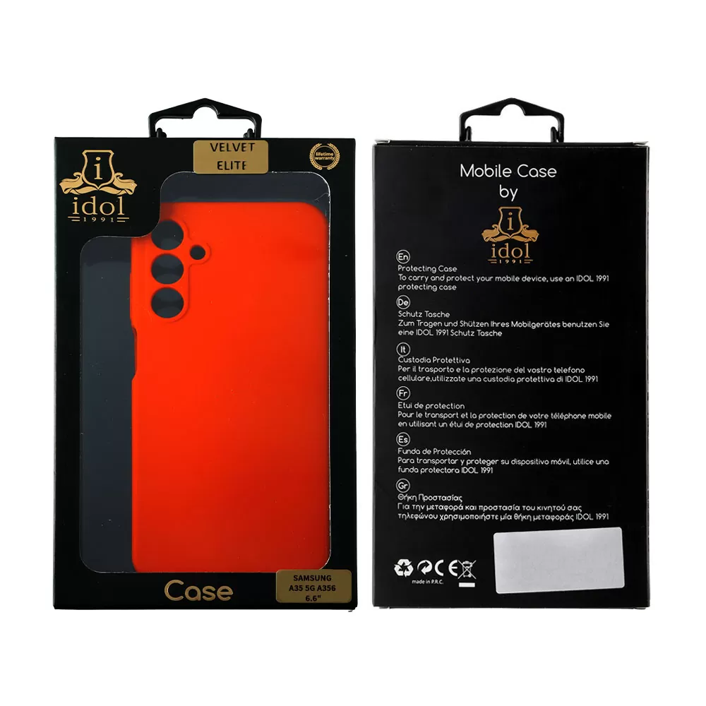 IDOL 1991 VELVET ELITE TPU ΘΗΚΗ SAMSUNG A35 5G A356 6.6in  4 SIDE FULL CAMERA PROTECTION RED - Image 2