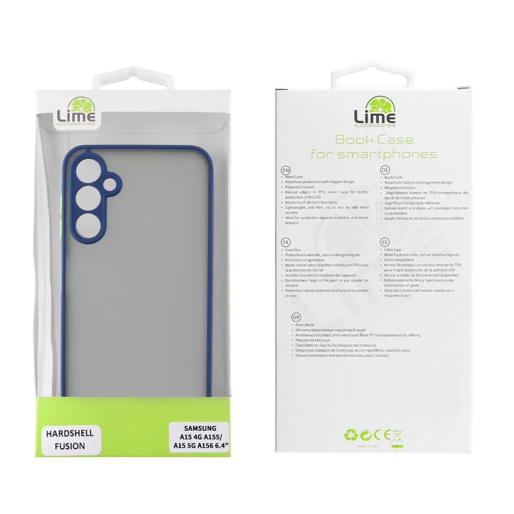 LIME HARDSHELL FUSION ΘΗΚΗ SAMSUNG A15 4G A155/A15 5G A156 6.4in  FULL CAMERA PROTECTION BLUE WITH YELLOW KEYS - Image 2