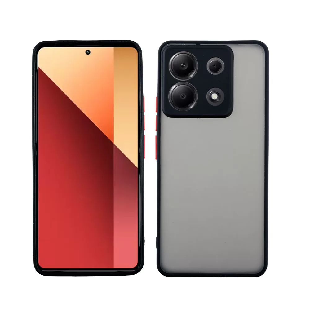 LIME HARDSHELL FUSION ΘΗΚΗ XIAOMI REDMI NOTE 13 PRO 5G 6.67in  FULL CAMERA PROTECTION BLACK WITH RED KEYS - Image 6