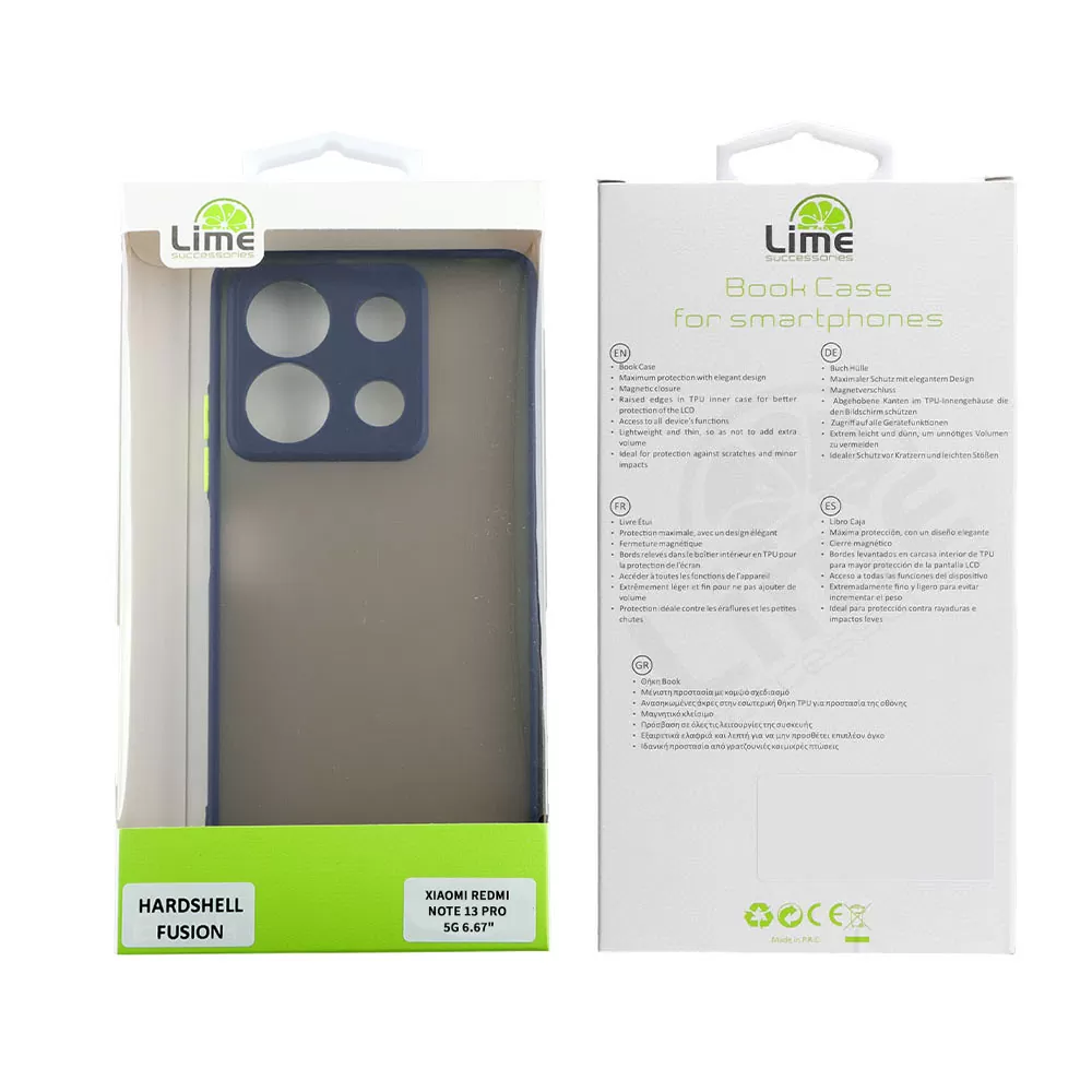 LIME HARDSHELL FUSION ΘΗΚΗ XIAOMI REDMI NOTE 13 PRO 5G 6.67in  FULL CAMERA PROTECTION BLUE WITH YELLOW KEYS - Image 2