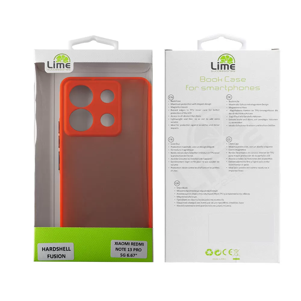 LIME HARDSHELL FUSION ΘΗΚΗ XIAOMI REDMI NOTE 13 PRO 5G 6.67in  FULL CAMERA PROTECTION RED WITH BLACK KEYS - Image 2