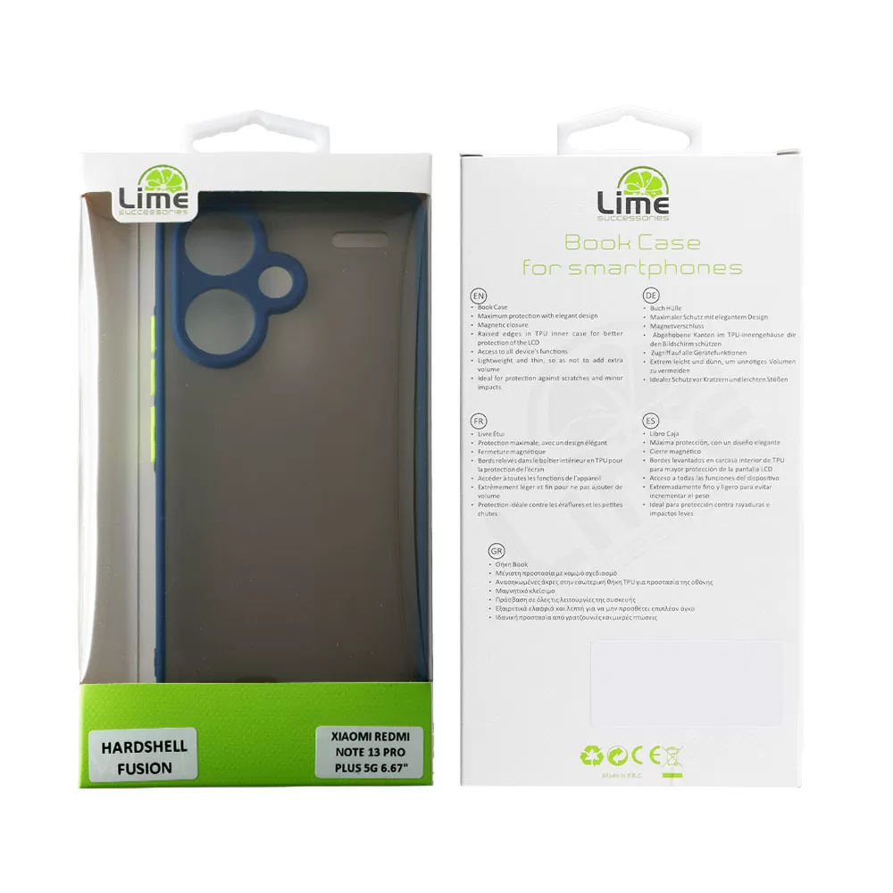LIME HARDSHELL FUSION ΘΗΚΗ XIAOMI REDMI NOTE 13 PRO PLUS 5G 6.67in  FULL CAMERA PROTECTION BLUE WITH YELLOW KEYS - Image 2