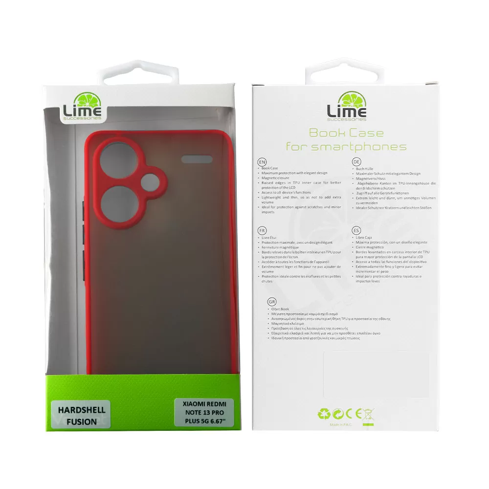 LIME HARDSHELL FUSION ΘΗΚΗ XIAOMI REDMI NOTE 13 PRO PLUS 5G 6.67in  FULL CAMERA PROTECTION RED WITH BLACK KEYS - Image 2