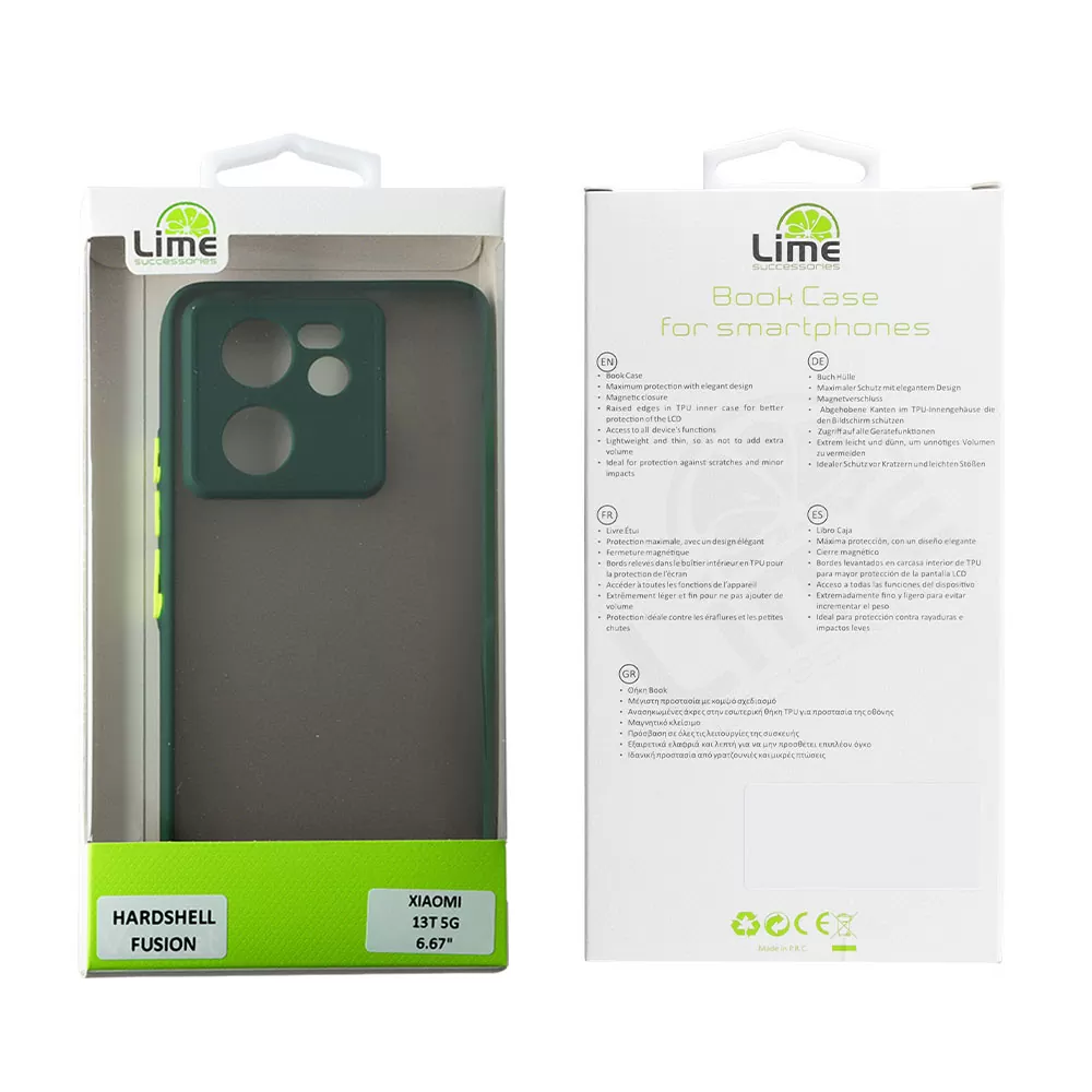 LIME HARDSHELL FUSION ΘΗΚΗ XIAOMI 13T 5G 6.67in  FULL CAMERA PROTECTION GREEN WITH YELLOW KEYS - Image 2
