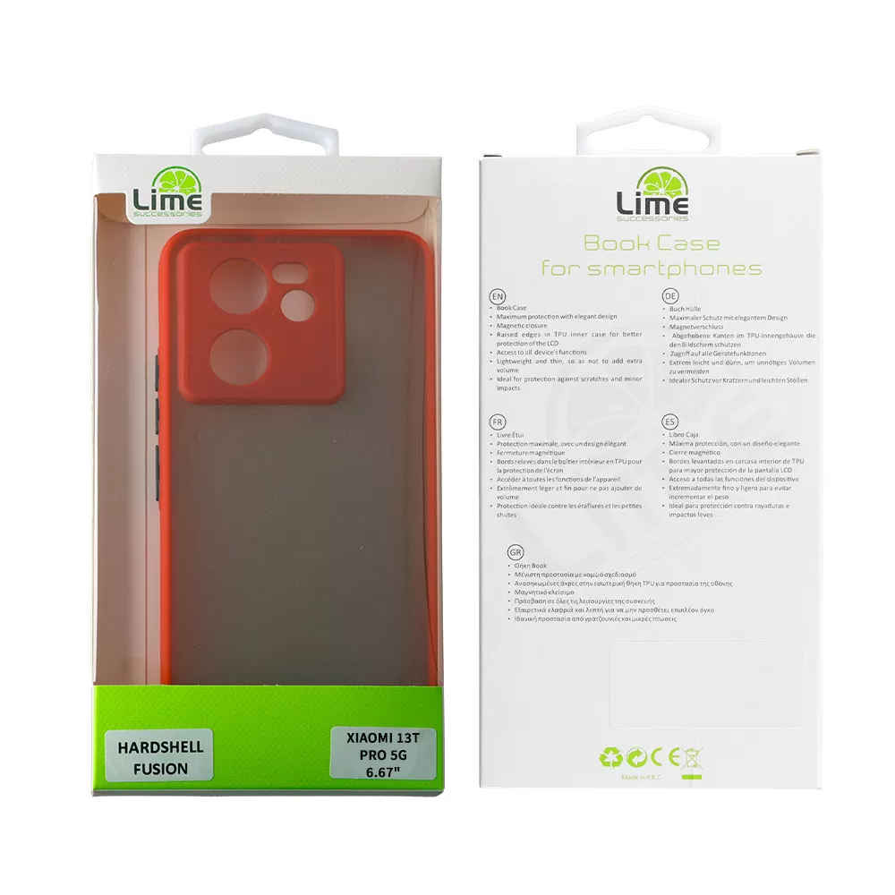 LIME HARDSHELL FUSION ΘΗΚΗ XIAOMI 13T PRO 5G 6.67in  FULL CAMERA PROTECTION RED WITH BLACK KEYS - Image 2