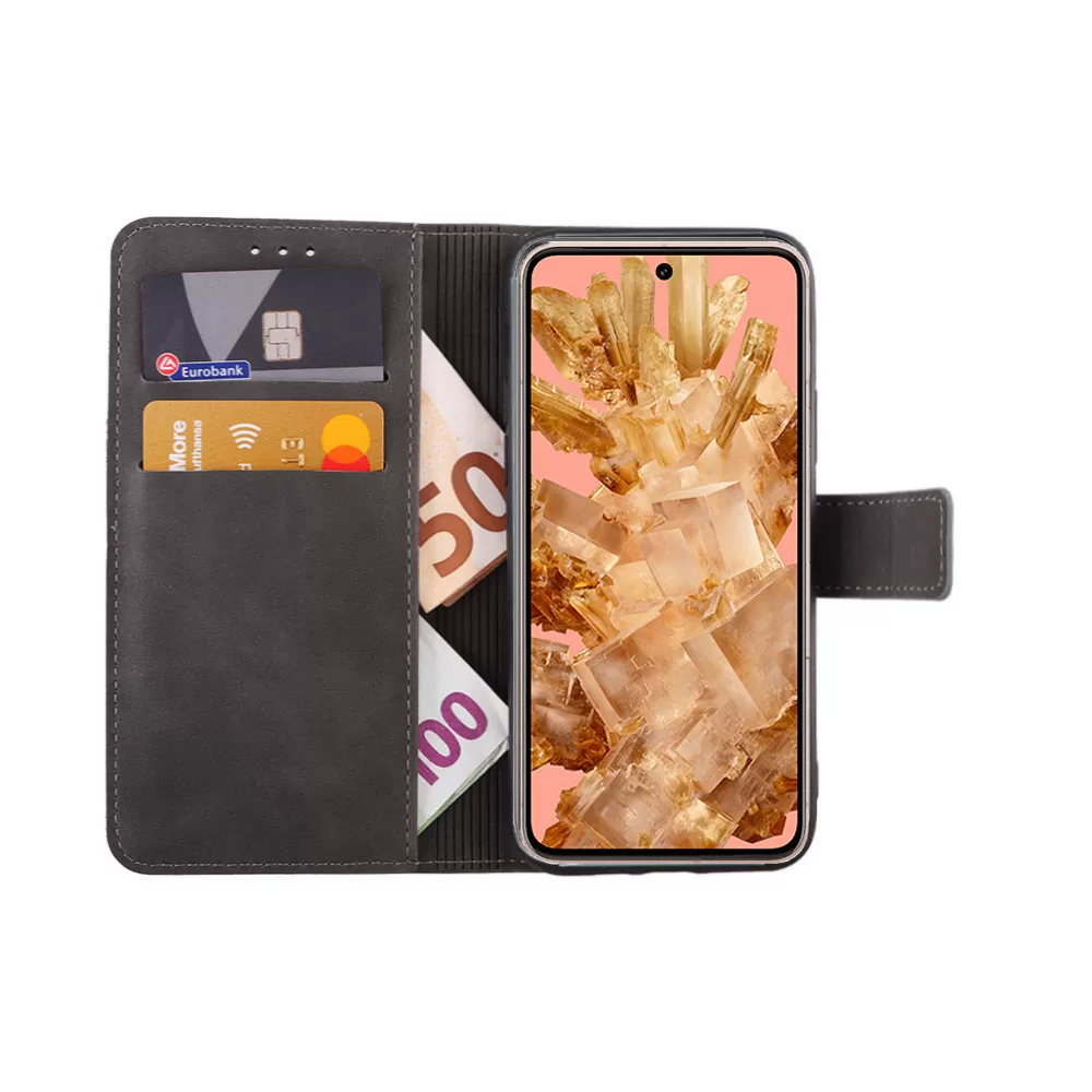LIME ESSENTIAL ΘΗΚΗ GOOGLE PIXEL 8 5G 6.2in  MAGNET BOOK STAND CLIP GREY - Image 5