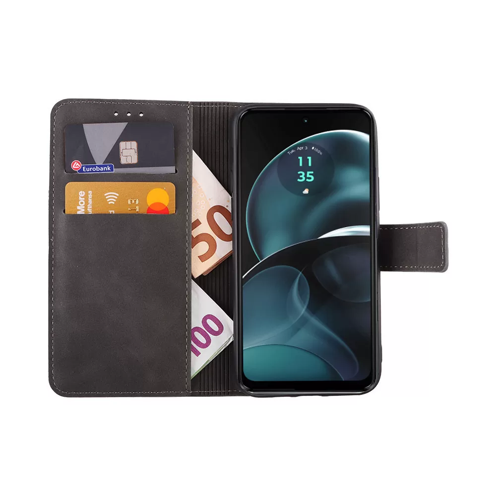 LIME ESSENTIAL ΘΗΚΗ MOTOROLA MOTO G14 XT2341-3 6.5in  MAGNET BOOK STAND CLIP GREY - Image 5