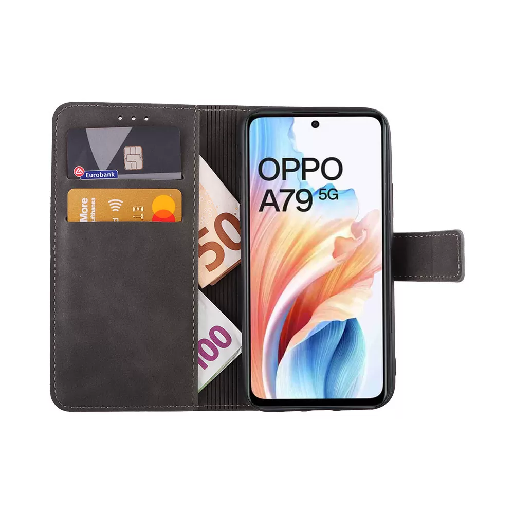 LIME ESSENTIAL ΘΗΚΗ OPPO A79 5G 6.72in  MAGNET BOOK STAND CLIP GREY - Image 5