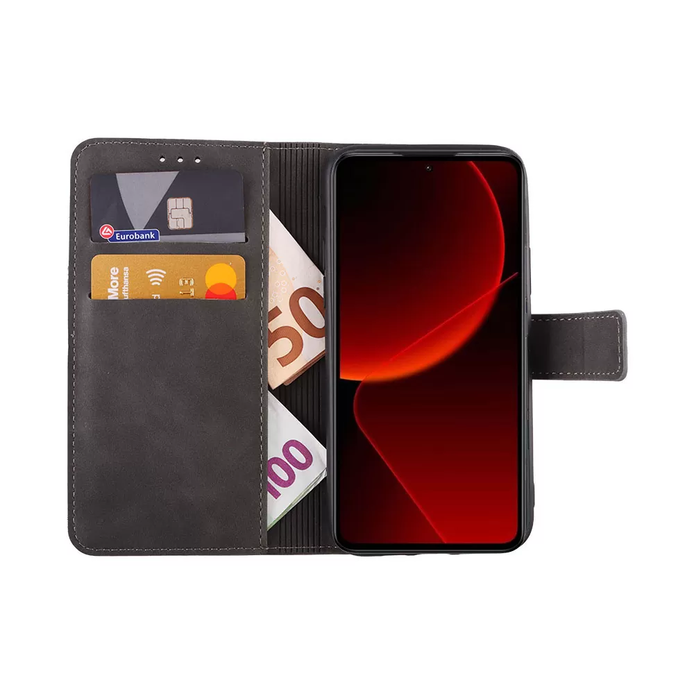 LIME ESSENTIAL ΘΗΚΗ XIAOMI 13T PRO 5G 6.67in  MAGNET BOOK STAND CLIP GREY - Image 4